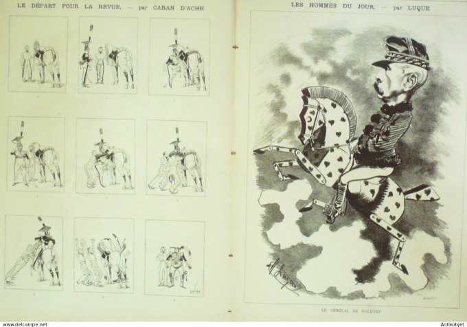 La Caricature 1885 n°298 Amour jaloux Caran d'Ache Gino Job De Galifet paar Luque Caran d'Ache