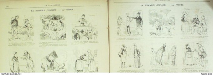 La Caricature 1885 n°298 Amour jaloux Caran d'Ache Gino Job De Galifet paar Luque Caran d'Ache