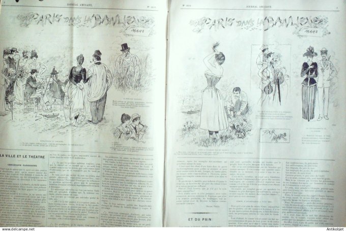 Le Journal Amusant 1891 n°1818 Balivernes un poème Paris dans la Banlieue