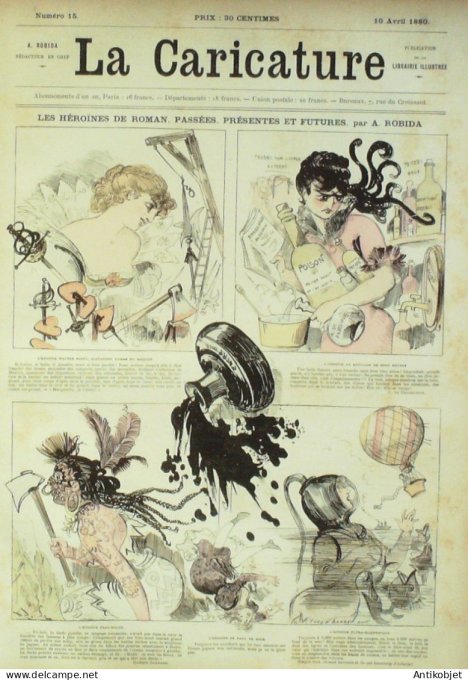 La Caricature 1880 n°  15 Héroines de roman Draner Robida Trick