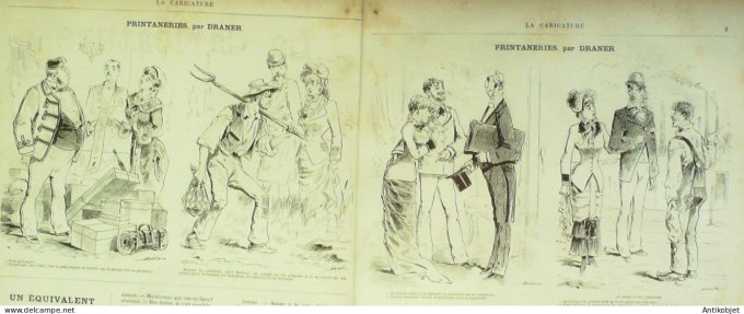 La Caricature 1880 n°  15 Héroines de roman Draner Robida Trick