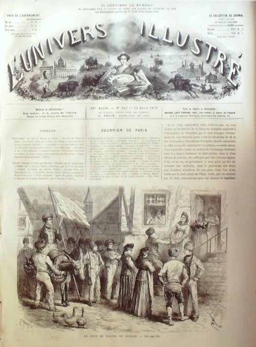 L'Univers illustré 1873 # 942 Cambridge Oxford marquise de Boissy Rome pâques Usa Washington 