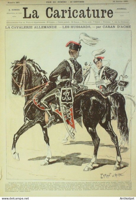 La Caricature 1885 n°263 Cavalerie Allemande Hussards Caran d'Arche