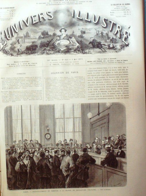 L'Univers illustré 1873 # 945 Madrid Carlistes Vienne Florence fleuriste Egypte Alexandrie