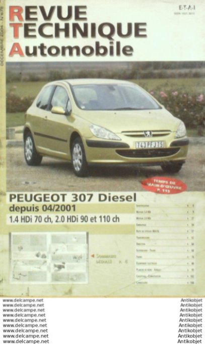 Revue Technique Automobile Peugeot 307 D 04/2001  #678