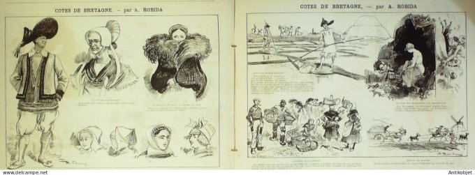 La Caricature 1886 n°351 Consigne Caran d'Ache Côtes Bretonne Robida