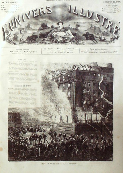 L'Univers illustré 1873 # 957 Iran Téhéran Lac Gaube (65) Eaux-chaudes Pairs Monde incendie