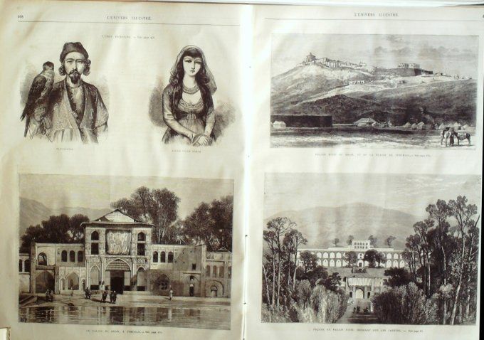 L'Univers illustré 1873 # 957 Iran Téhéran Lac Gaube (65) Eaux-chaudes Pairs Monde incendie