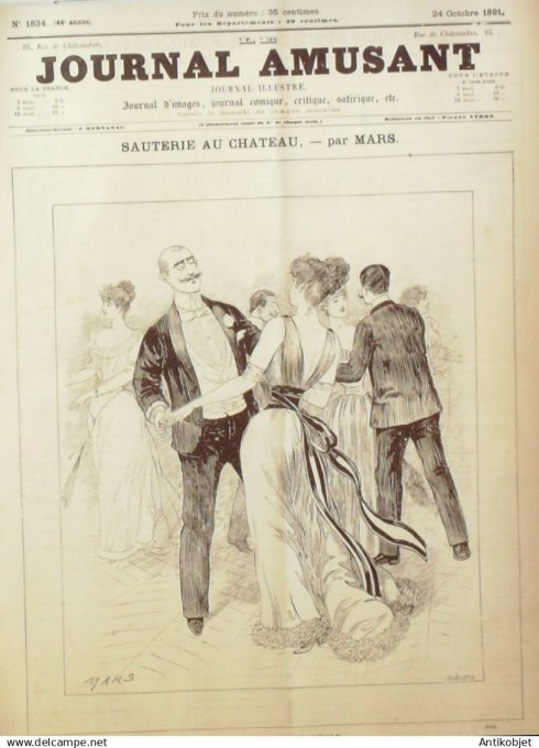 Le Journal Amusant 1891 n°1834 Sauterie au château Discussion du Budget nos gens de lettres