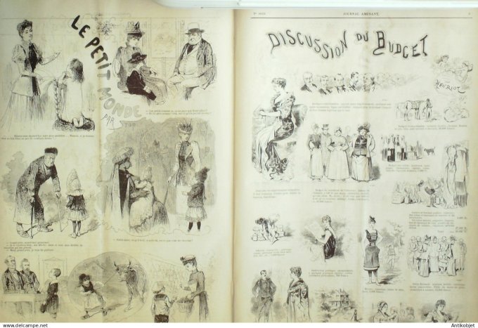 Le Journal Amusant 1891 n°1834 Sauterie au château Discussion du Budget nos gens de lettres