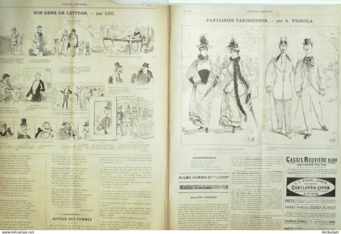 Le Journal Amusant 1891 n°1834 Sauterie au château Discussion du Budget nos gens de lettres