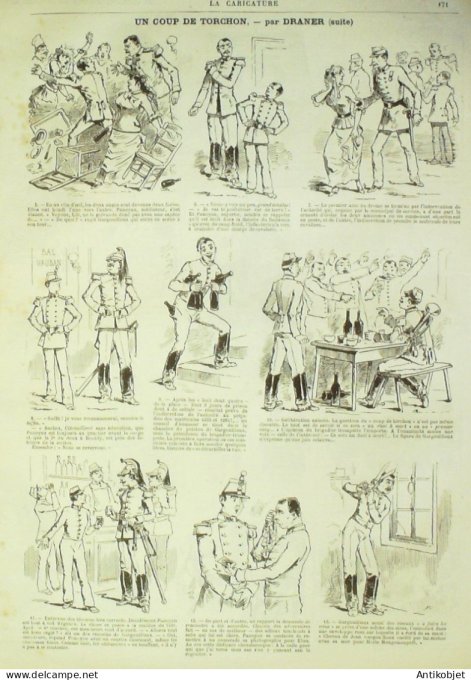 La Caricature 1882 n°126 Coup de torchon Draner Excursion du Salon Robida Trock