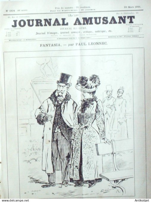 Le Journal Amusant 1890 n°1804 Fantasia Th éâtre Musotte semaine de Pâques poisson d'avril