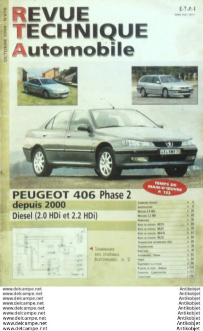 Revue Technique Automobile Peugeot 406 D 2000  #676