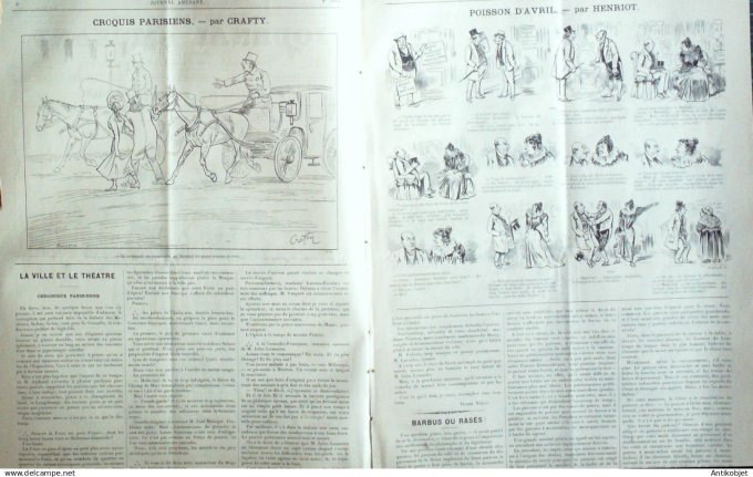 Le Journal Amusant 1890 n°1804 Fantasia Th éâtre Musotte semaine de Pâques poisson d'avril