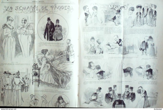 Le Journal Amusant 1890 n°1804 Fantasia Th éâtre Musotte semaine de Pâques poisson d'avril