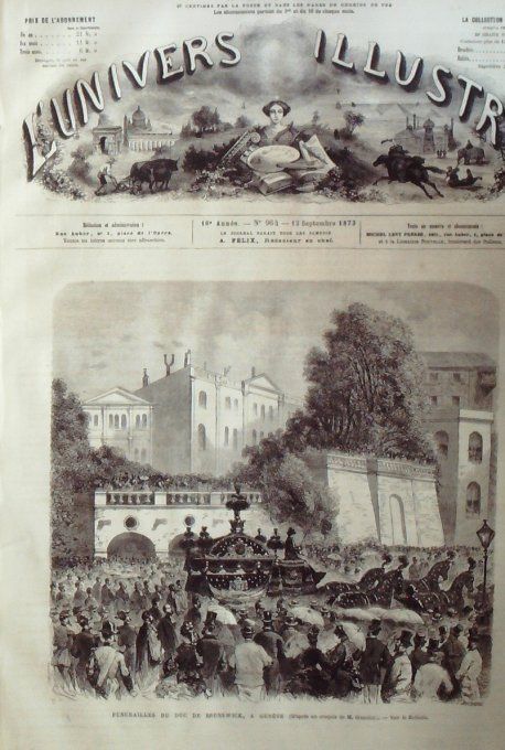 L'Univers illustré 1873 # 964 Suisse Genève Morlaix (29) Autriche Vienne  