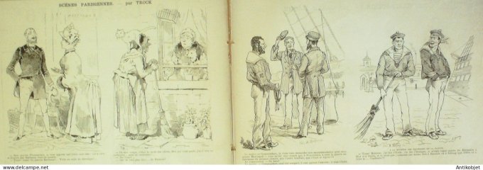 La Caricature 1885 n°271 Soirées officielles Draner Claretie par Luque Trock Caran d'Ache