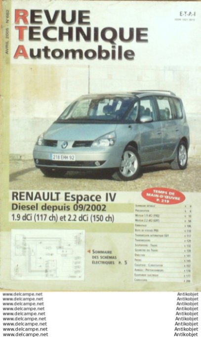 Revue Technique Automobile Renault Espace IV 09/2002  #682