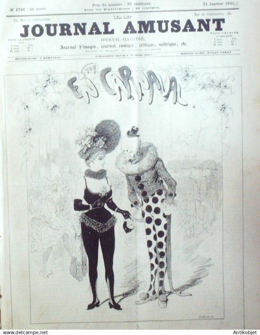 Le Journal Amusant 1891 n°1796 Carnaval meeting au jardin des plantes d éplacement chez sa Majest é