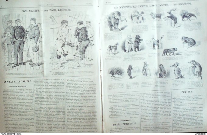 Le Journal Amusant 1891 n°1796 Carnaval meeting au jardin des plantes d éplacement chez sa Majest é