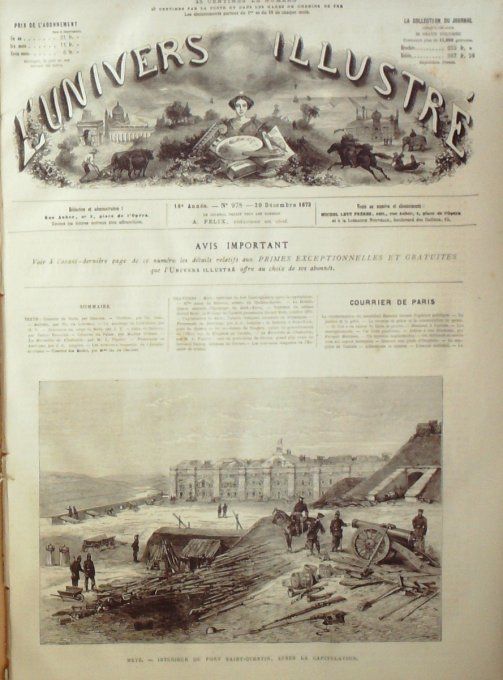 L'Univers illustré 1873 # 978 Metz (57) fort St-Quentin Anna de Belocca 