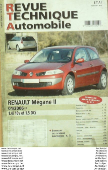 Revue Technique Automobile Renault Mégane II 01/2006  #716