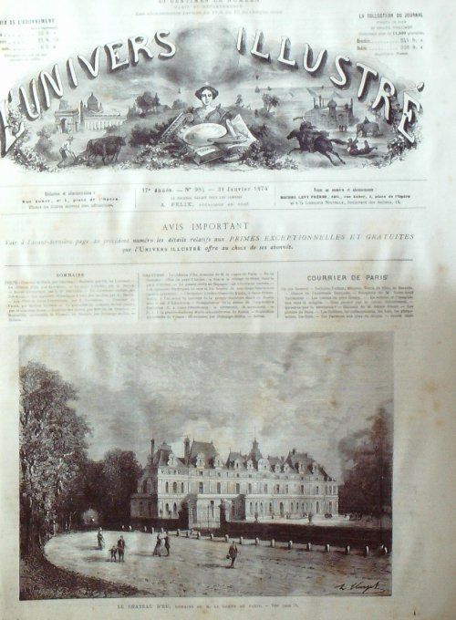 L'Univers illustré 1874 # 984 Ile Sumatra St-Pétersbourg Pédir Kazan Vienne   