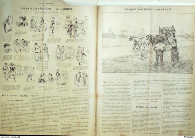 Le Journal Amusant 1891 n°1836 Chicane fin de siècle  Bobêchons Paris qui danse Interview f éminins