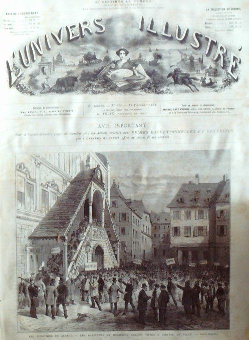 L'Univers illustré 1874 # 986 Mulhouse Cannes Herblay Russie Tsarskoe-Selo     