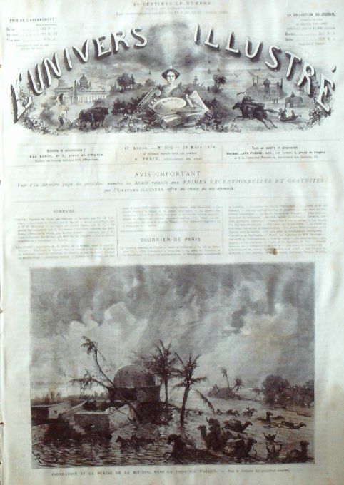 L'Univers illustré 1874 # 992 Alger Mitidja Cape-Coast Calcutta porte Plassey 