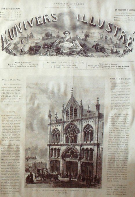 L'Univers illustré 1874 # 995 Calais Saint Pétersbourg Guildhall Garnet Wolseley    