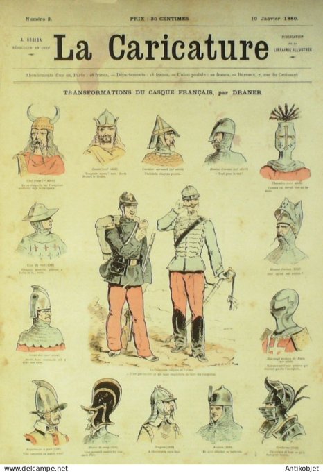 La Caricature 1880 n°  2 Nana Casque français Draner Robida Trick