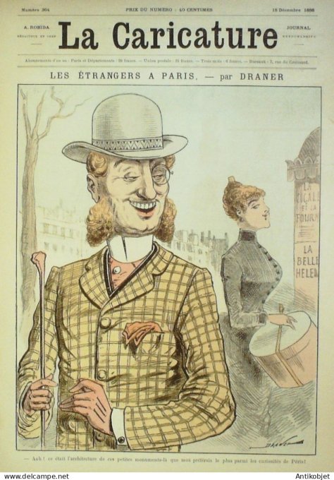 La Caricature 1886 n°364 Etrangers Draner Coquelin par Luque Canonnier Kerbinet Gino