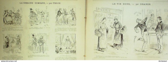 La Caricature 1886 n°364 Etrangers Draner Coquelin par Luque Canonnier Kerbinet Gino