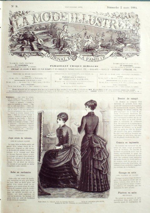 Journal Mode illustrée 1884 #  9 Jupe et robe en cachemire