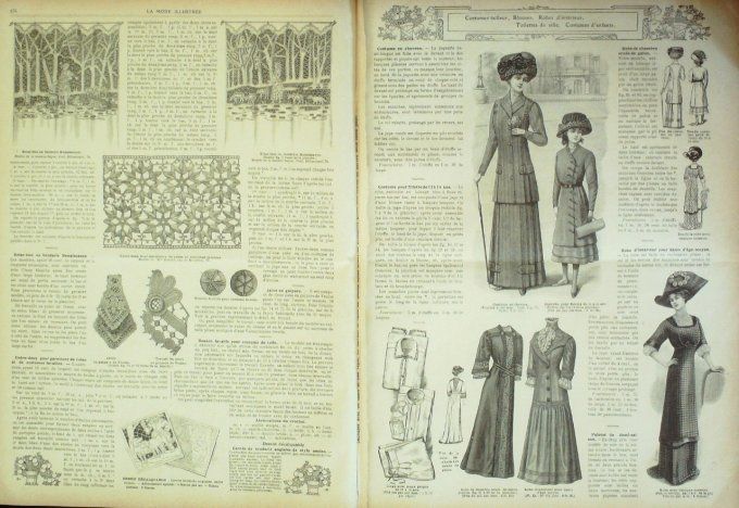 Journal Mode illustrée 1910 #  9 Robes d'intérieur & de dîners