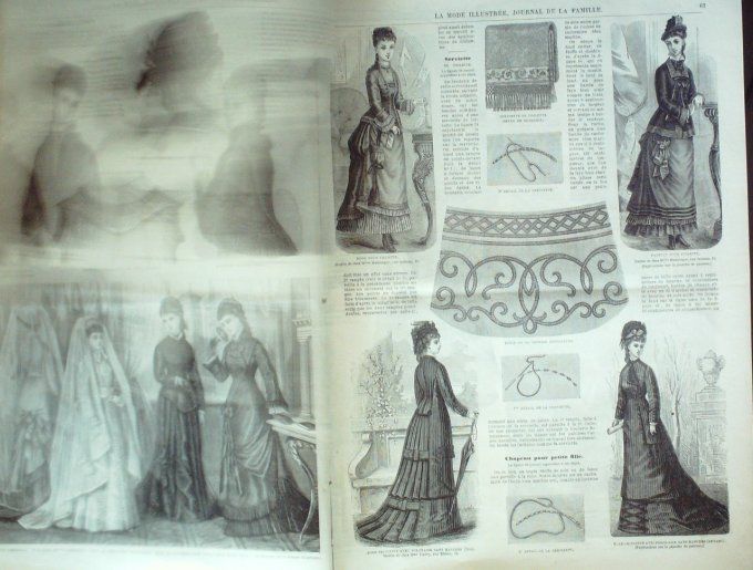 Journal Mode illustrée 1877 #  9 Robes de soirées en faye