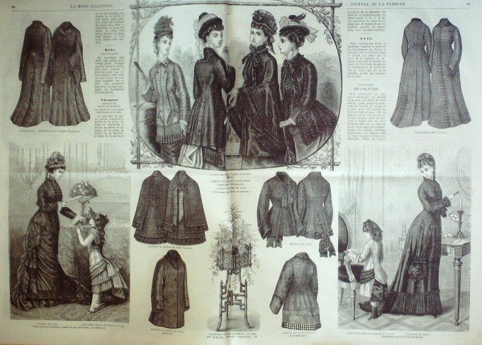 Journal Mode illustrée 1877 #  9 Robes de soirées en faye