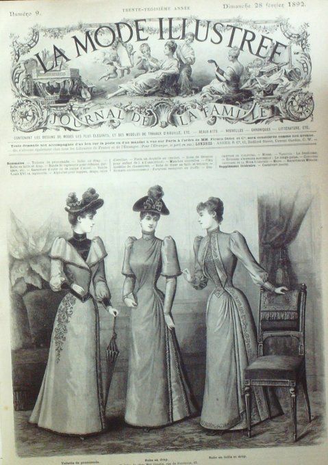 Journal Mode illustrée 1892 #  9 Toilettes de promenade en drap