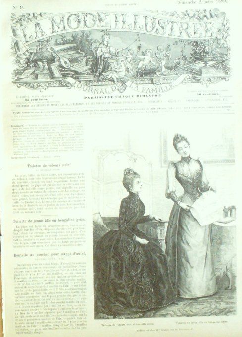 Journal Mode illustrée 1890 #  9 Toilettes de velours & Bengaline