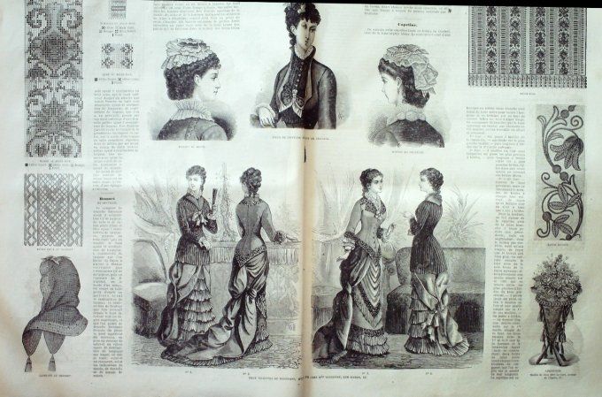 Journal Mode illustrée 1880 #  9 Chapeau de mariage