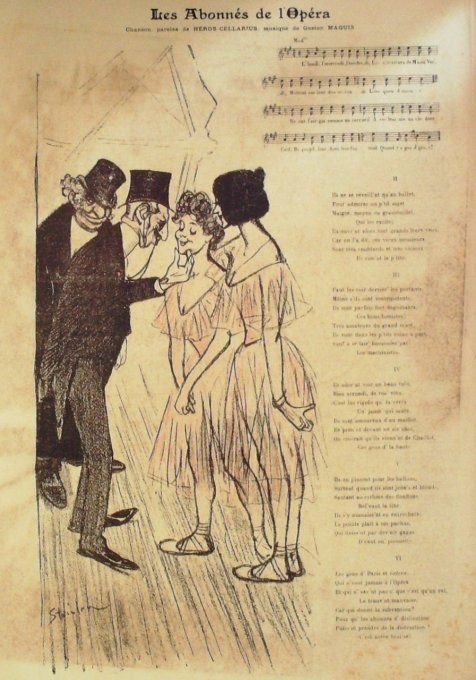 Les Abonnés de l'Opéra Paroles Héros-Cellarius Musique Maquis illustration Steinlen