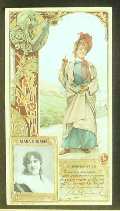 Chromo Lefèvre Utile LU Duhamel Biana Personnage Célèbre Artiste lyrique 1900